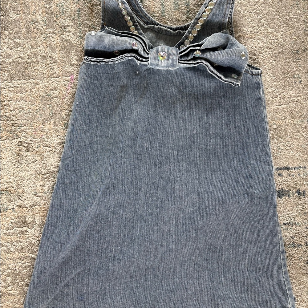 Crystal Heart Denim Bow Dress - Picture 2 of 3
